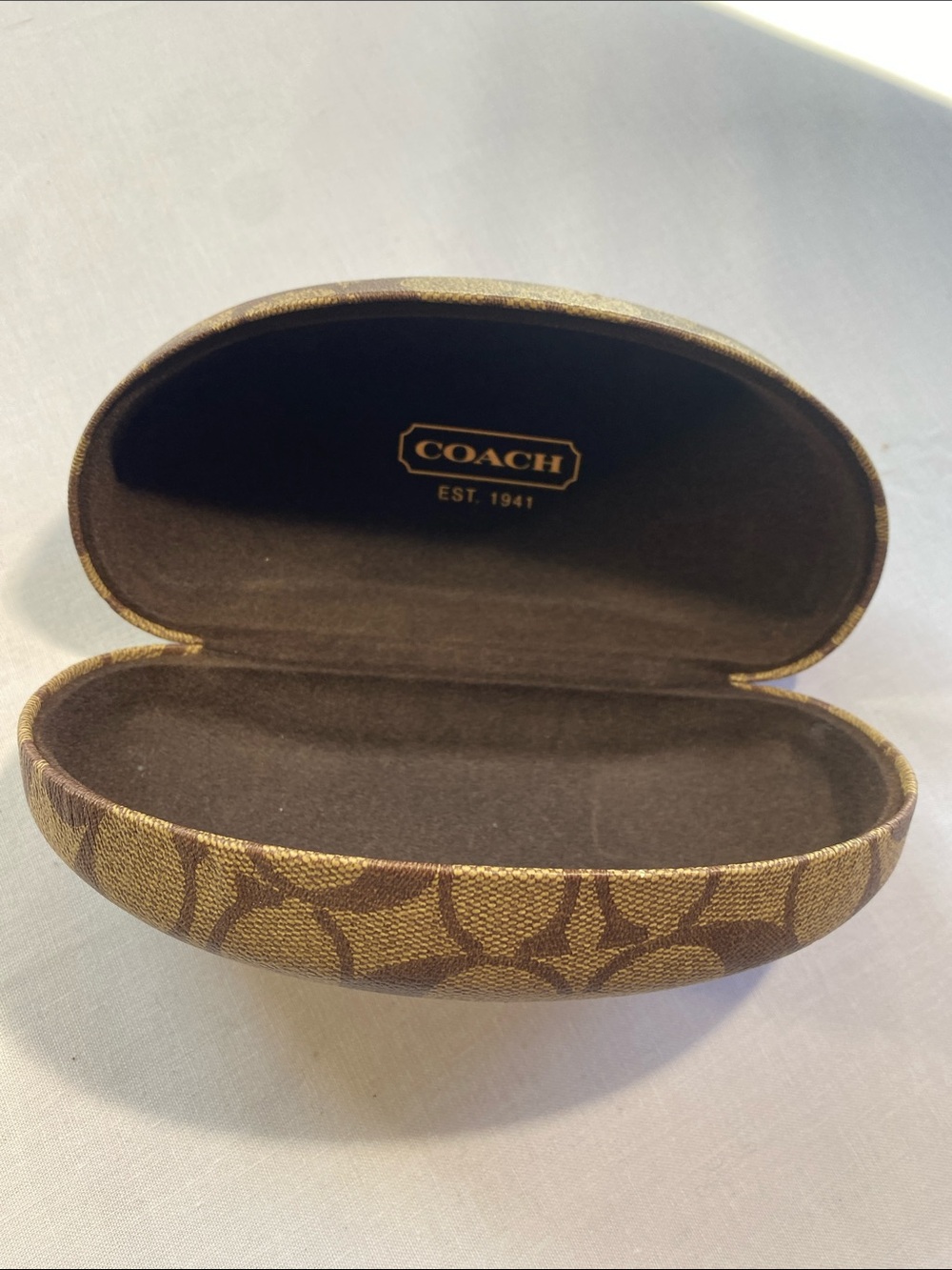 Coach Brown Logo Pattern Eyewear Case